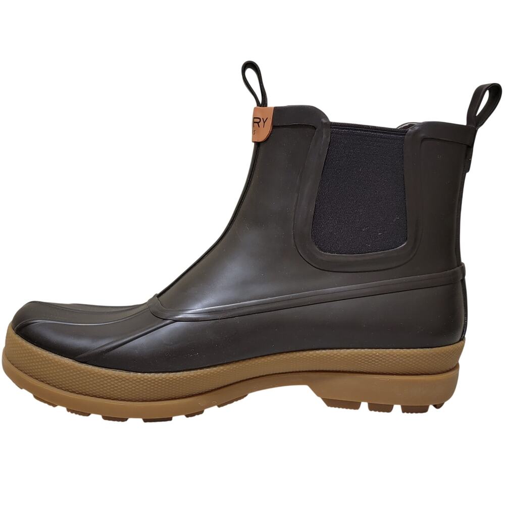 Sperry Men Cold Bay Chelsea Waterproof Rain Boots Size US 9M Brown Gum Rubber - Picture 3 of 5